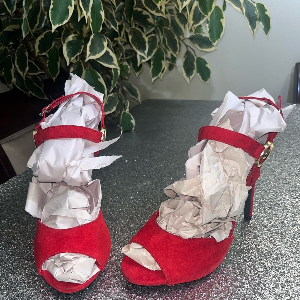 Women’s Red Suede  Anne Michelle Heels Size 8.5